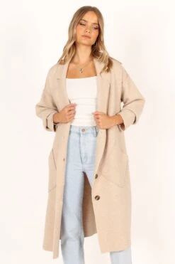 Clothing Discount Shop 8 Ivy Button Front Coatigan - Oatmeal