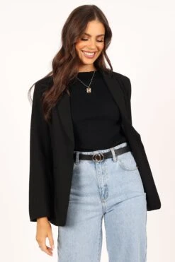 Luna Open Front Blazer - Black -Clothing Discount Shop petal and pup usa outerwear luna open front blazer black 33752443420849