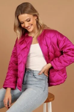 Millie Quilted Jacket - Berry -Clothing Discount Shop petal and pup usa outerwear millie quilted jacket berry 32673831846065