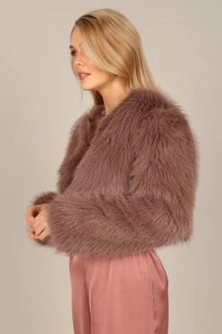 Molly Faux Fur Jacket - Mocha -Clothing Discount Shop petal and pup usa outerwear molly faux fur jacket mocha 32837741478065