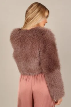 Molly Faux Fur Jacket - Mocha -Clothing Discount Shop petal and pup usa outerwear molly faux fur jacket mocha 32837741510833