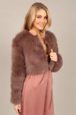 Molly Faux Fur Jacket - Mocha -Clothing Discount Shop petal and pup usa outerwear molly faux fur jacket mocha 32837741543601