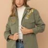 Sequin Tiger Cargo Pocket Front Utility Jacket - Olive 1 Sequin Tiger Cargo Pocket Front Utility Jacket - Olive -Clothing Discount Shop petal and pup usa outerwear sequin tiger cargo pocket front utility jacket olive s 33264086614193