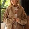 Raw Edge Button Down Shacket - Brown 1 Raw Edge Button Down Shacket - Brown -Clothing Discount Shop petal and pup usa outerwear smj194 teddy bear s 32713794683057