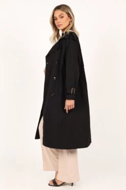 Trina Button Front Trench Coat - Black 14 Trina Button Front Trench Coat - Black -Clothing Discount Shop petal and pup usa outerwear trina button front trench coat black 33865206268081