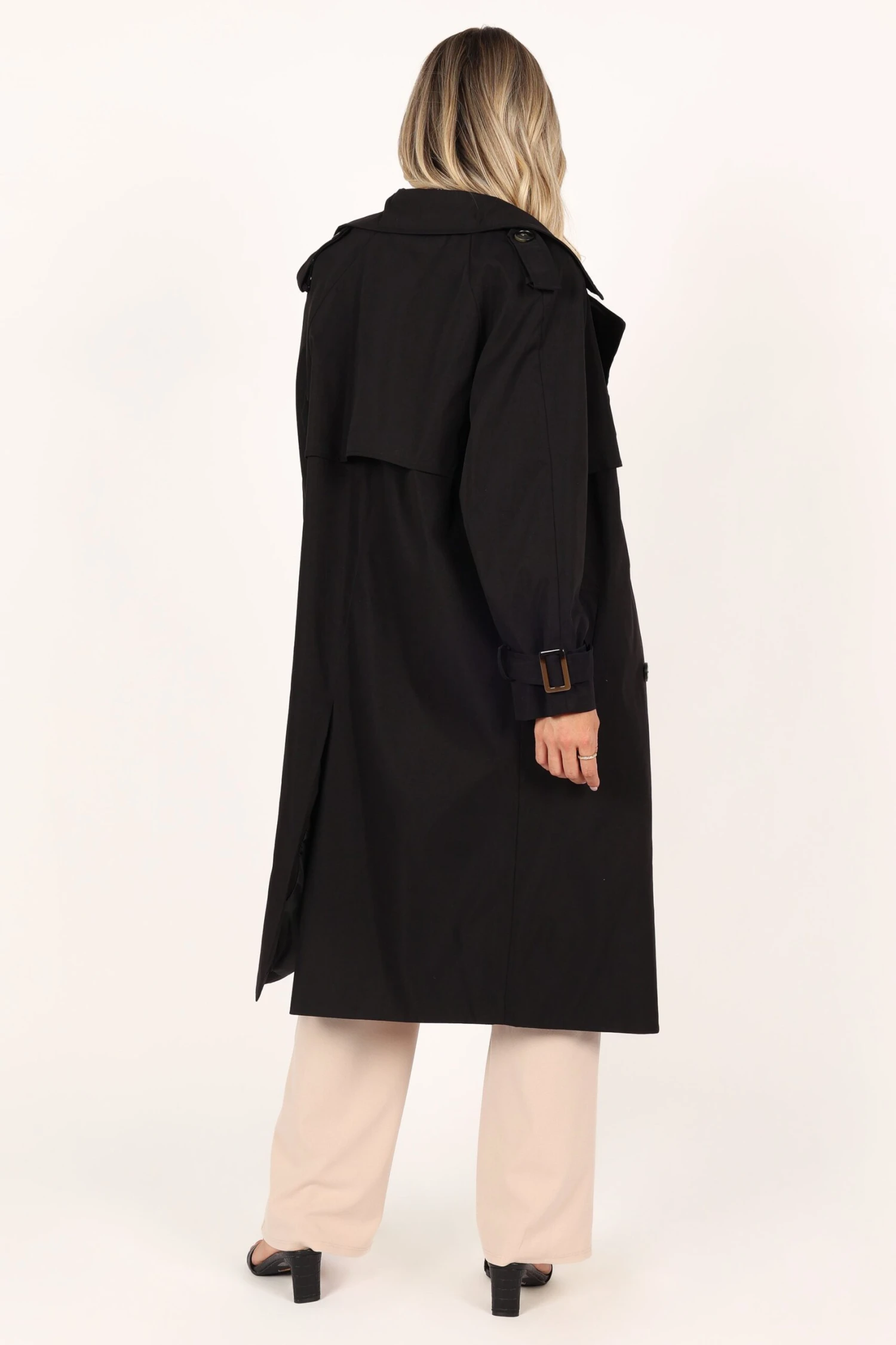 Trina Button Front Trench Coat - Black 8 Trina Button Front Trench Coat - Black - Image 6