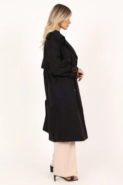 Trina Button Front Trench Coat - Black 17 Trina Button Front Trench Coat - Black -Clothing Discount Shop petal and pup usa outerwear trina button front trench coat black 33865206399153