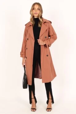 Trina Button Front Trench Coat - Rust 18 Trina Button Front Trench Coat - Rust -Clothing Discount Shop petal and pup usa outerwear trina button front trench coat rust 33960022114481