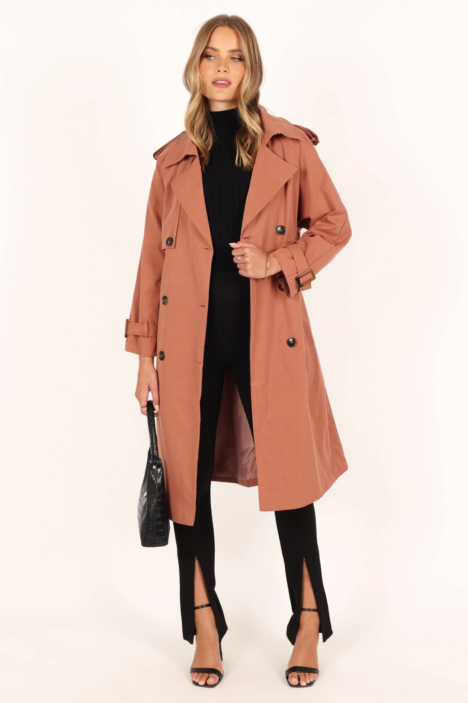 Trina Button Front Trench Coat - Rust 7 Trina Button Front Trench Coat - Rust - Image 5