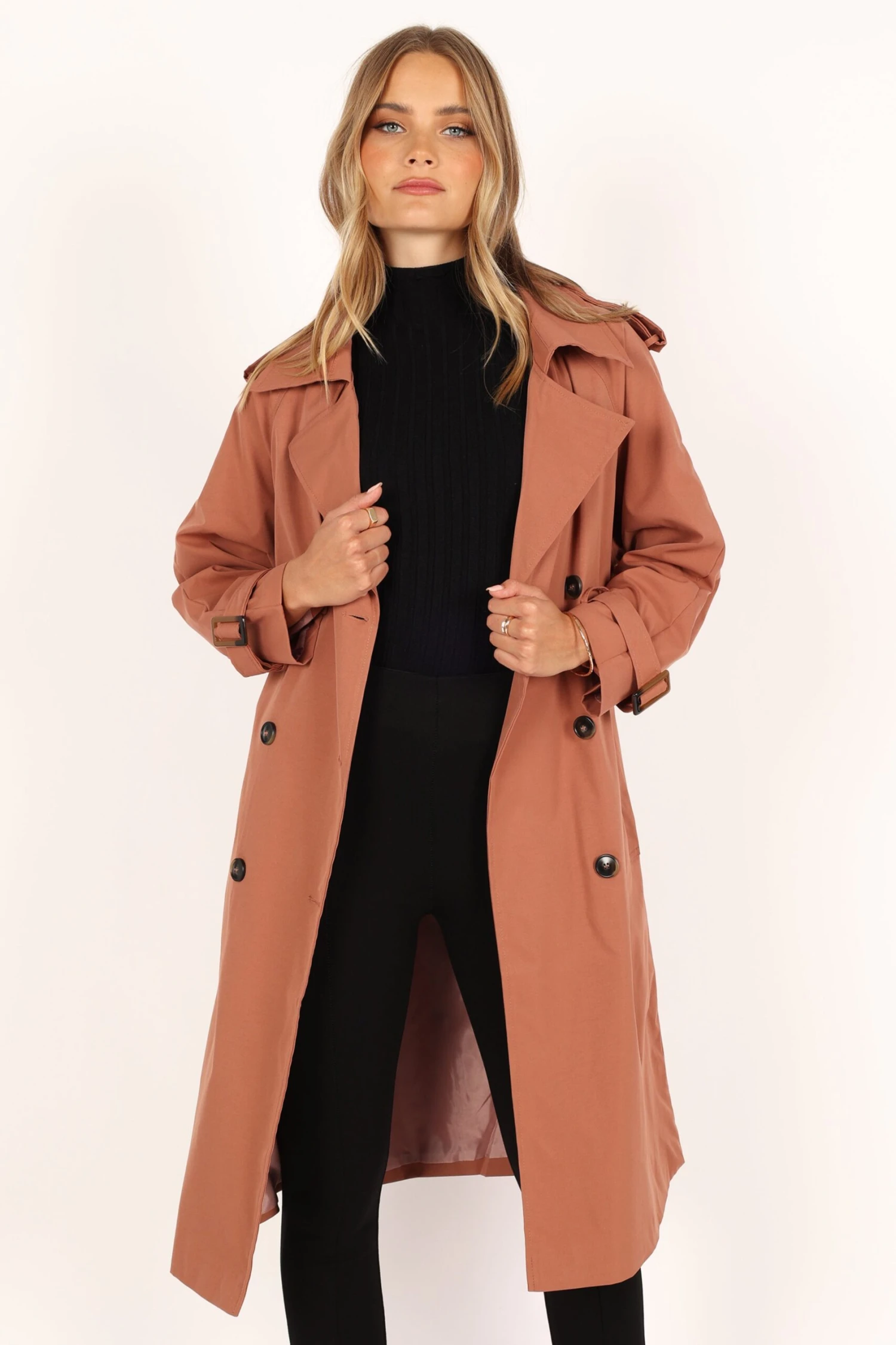 Trina Button Front Trench Coat - Rust 8 Trina Button Front Trench Coat - Rust - Image 6
