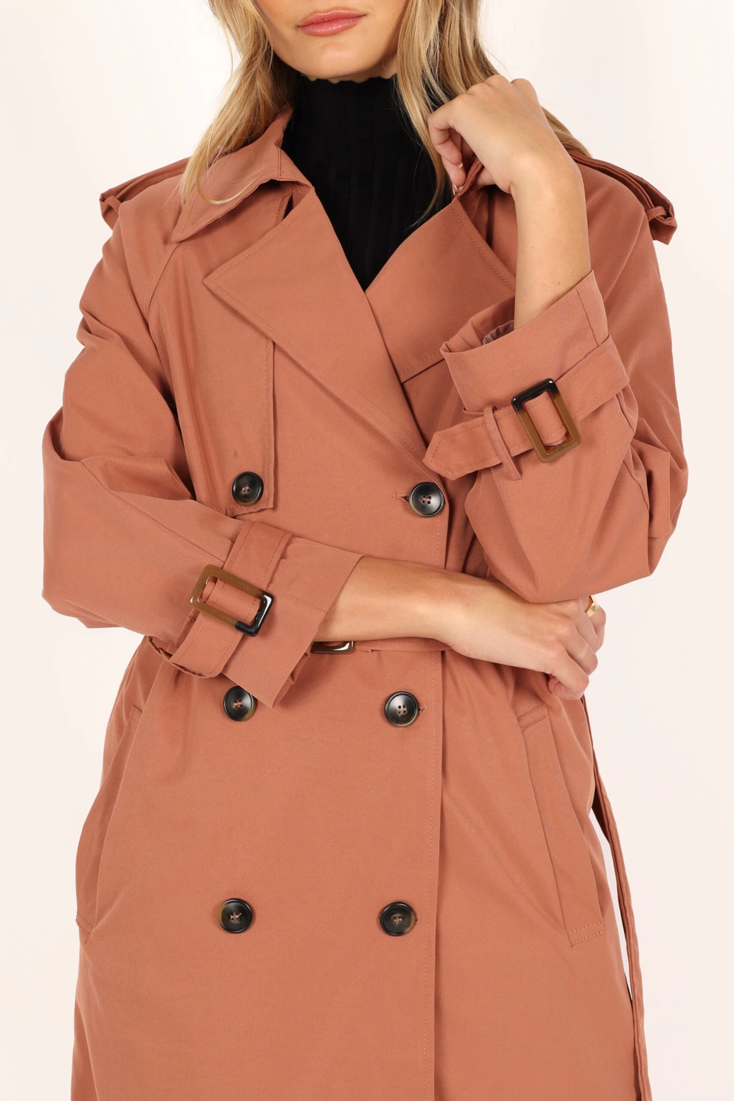 Trina Button Front Trench Coat - Rust 9 Trina Button Front Trench Coat - Rust - Image 7