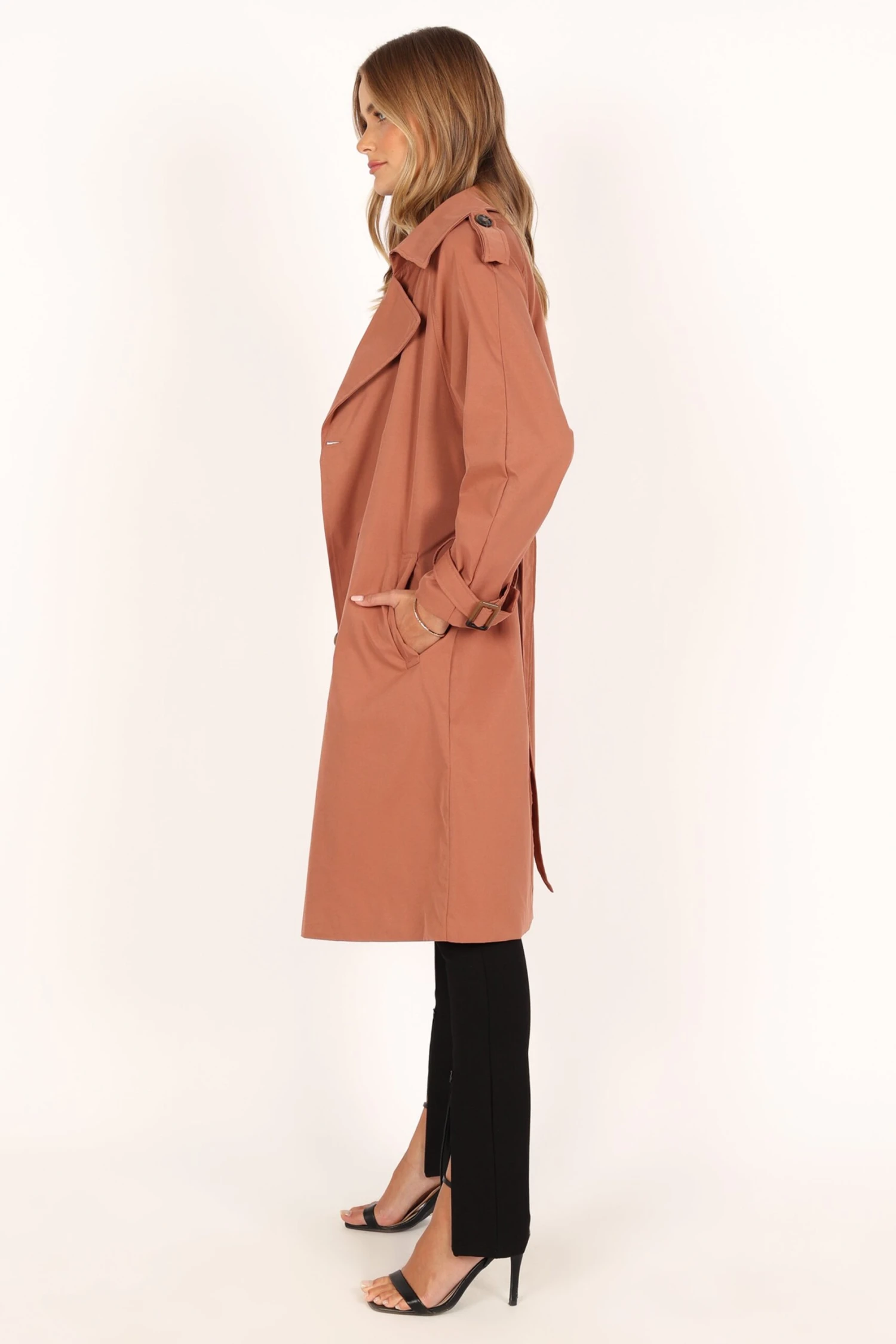 Trina Button Front Trench Coat - Rust 11 Trina Button Front Trench Coat - Rust - Image 9