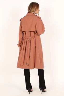 Trina Button Front Trench Coat - Rust 23 Trina Button Front Trench Coat - Rust -Clothing Discount Shop petal and pup usa outerwear trina button front trench coat rust 33960022311089