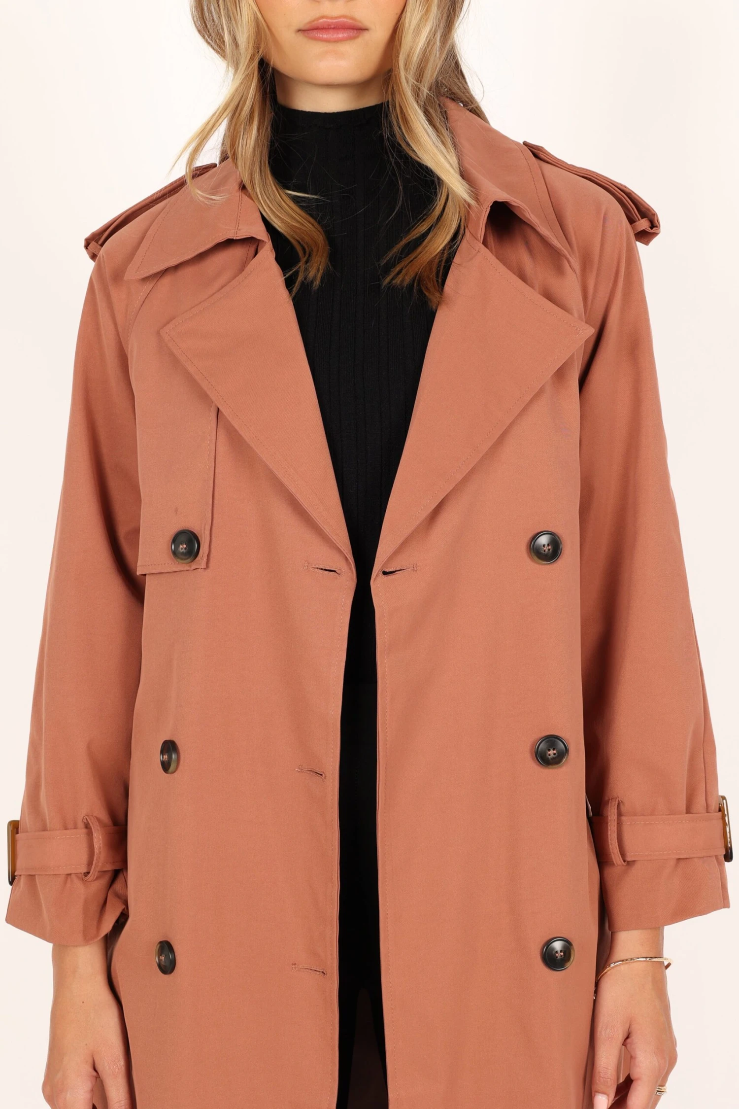 Trina Button Front Trench Coat - Rust 6 Trina Button Front Trench Coat - Rust - Image 4