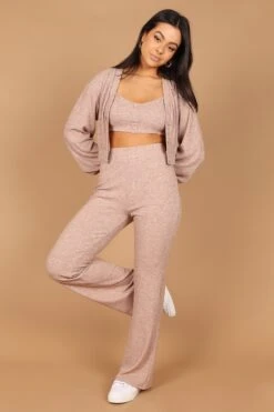 Camilla Knitted Three Piece Pant Set - Beige -Clothing Discount Shop petal and pup usa sets camilla knitted three piece set beige 32542536433841
