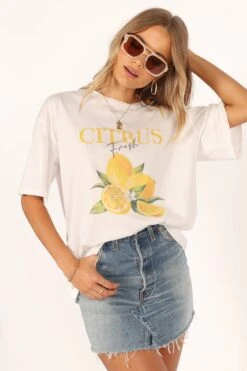 Citrus Tee - White -Clothing Discount Shop petal and pup usa tops citrus tee white 33549820723377