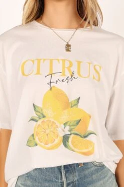 Citrus Tee - White -Clothing Discount Shop petal and pup usa tops citrus tee white 33549820756145