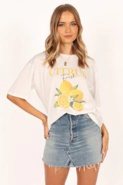 Citrus Tee - White -Clothing Discount Shop petal and pup usa tops citrus tee white 33549820821681