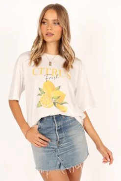 Citrus Tee - White -Clothing Discount Shop petal and pup usa tops citrus tee white 33549820854449