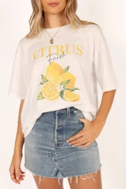 Citrus Tee - White -Clothing Discount Shop petal and pup usa tops citrus tee white 33549820985521