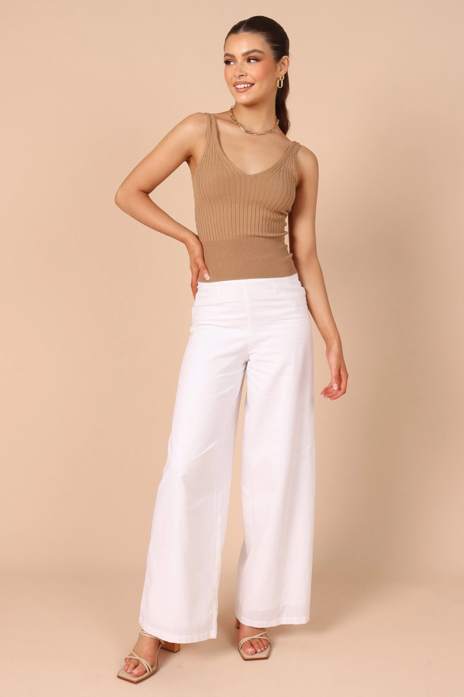 Gemma V Neck Tank Top - Camel 11 Gemma V Neck Tank Top - Camel - Image 9