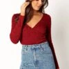 Wells Long Sleeve Bodysuit - Dark Red